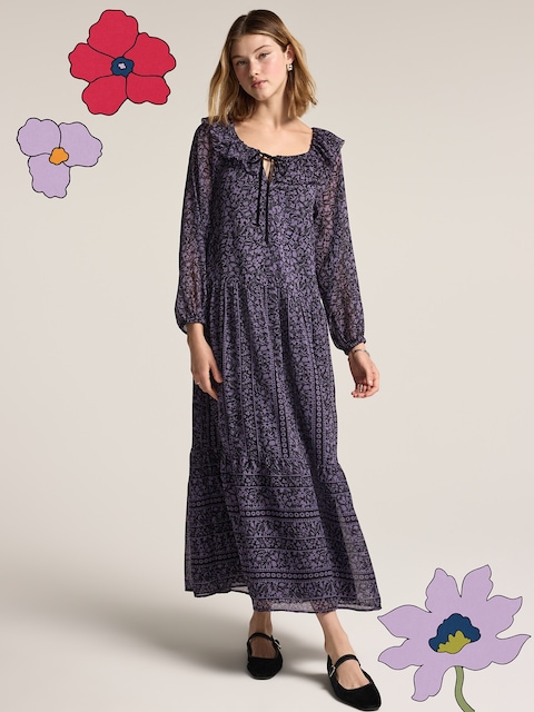 Old Navy x Anna Sui Tiered Ruffle Maxi Dress - Purple Iris Floral
