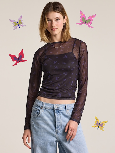 Haut diaphane à manches longues Old Navy x Anna Sui