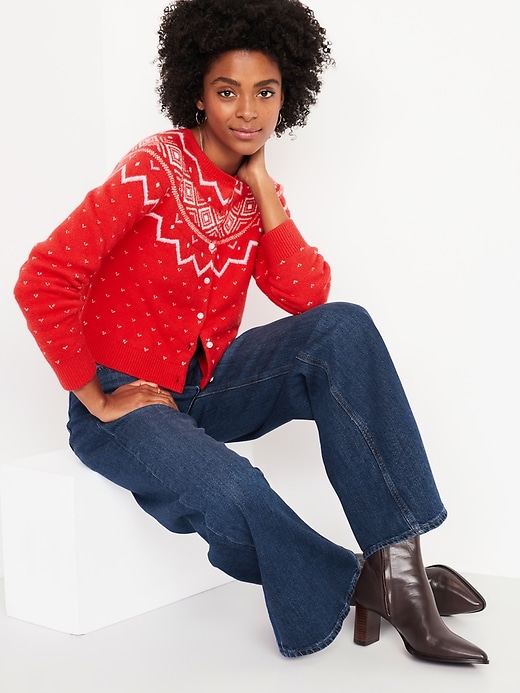 Image number 3 showing, SoSoft Cropped Fair Isle Cardigan Sweater