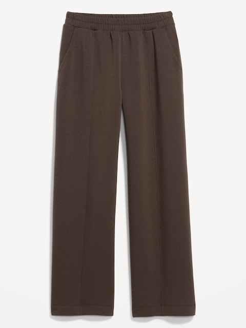 High-Waisted Bounce Fleece Wide-Leg Sweatpants - Black Coffee
