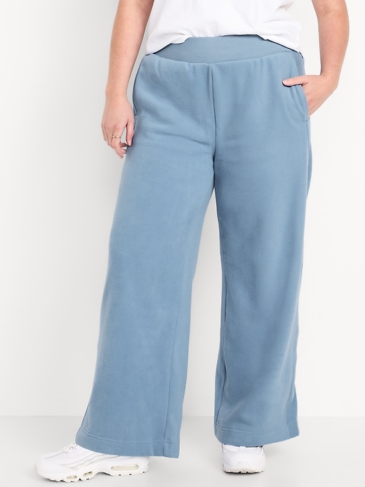Image number 4 showing, Extra High-Waisted Microfleece Wide-Leg Pants