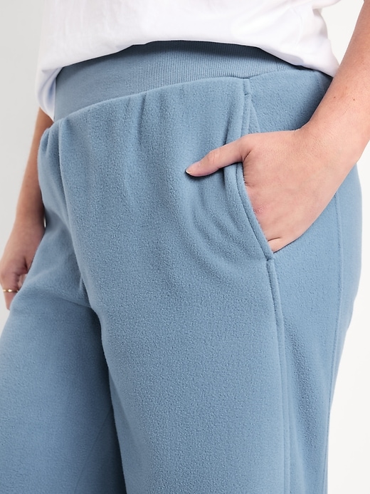 Image number 3 showing, Extra High-Waisted Microfleece Wide-Leg Pants
