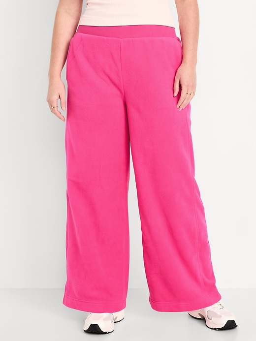 Image number 4 showing, Extra High-Waisted Microfleece Wide-Leg Pants