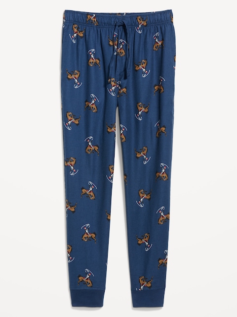Printed Flannel Pajama Joggers for Men - Horses