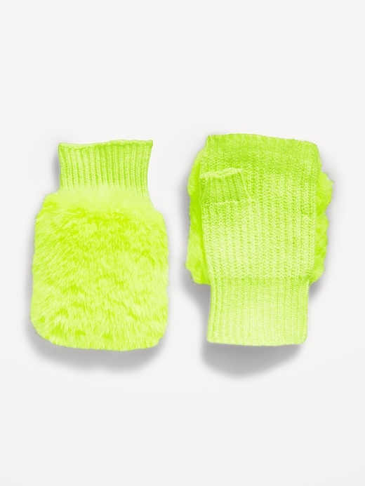 Image number 1 showing, Faux-Fur Fingerless Gloves for Girls