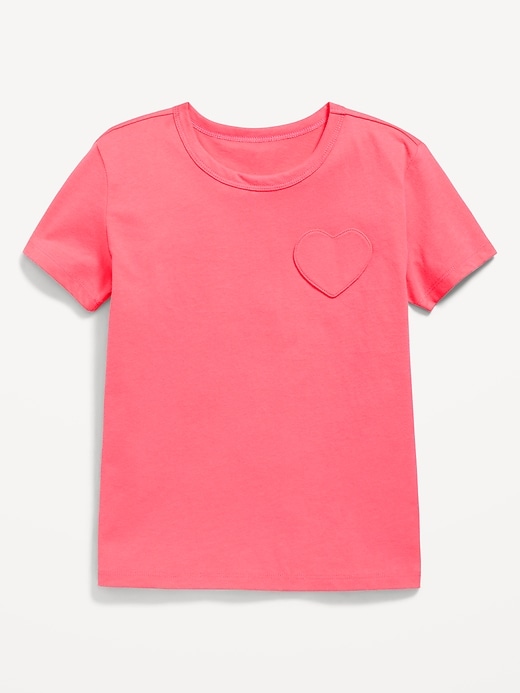 Image number 1 showing, Softest Short-Sleeve Heart-Pocket T-Shirt for Girls