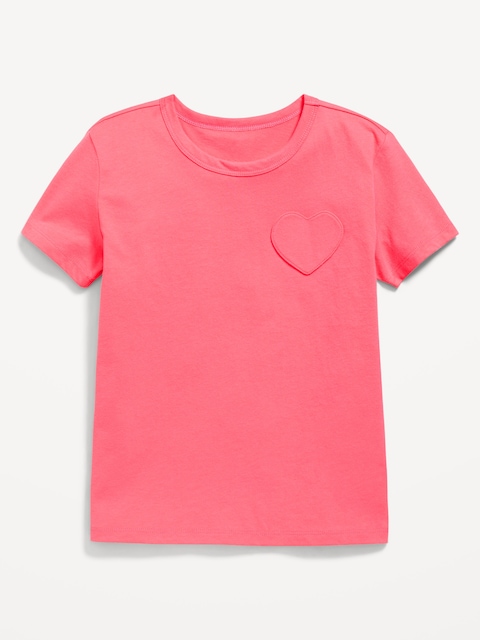 Softest Short-Sleeve Heart-Pocket T-Shirt for Girls