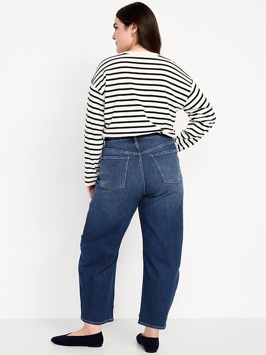 L'image numéro 7 présente Jean Wow coupe baril à taille haute longueur cheville