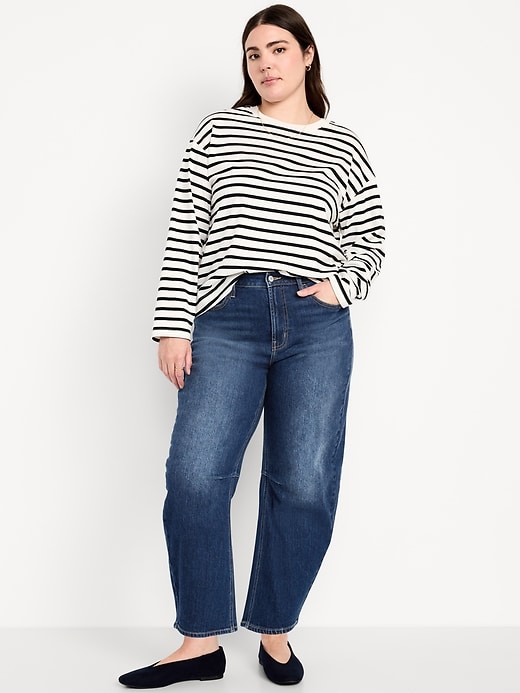 L'image numéro 6 présente Jean Wow coupe baril à taille haute longueur cheville