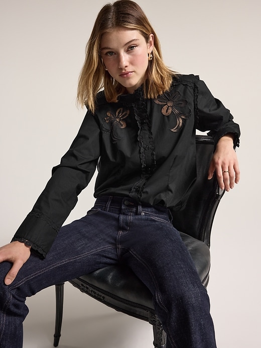 Image number 3 showing, Old Navy x Anna Sui Button-Down Applique Top