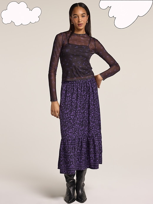 Image number 1 showing, Old Navy x Anna Sui Tiered Midi Skirt
