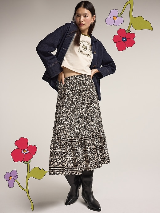Image number 1 showing, Old Navy x Anna Sui Tiered Midi Skirt