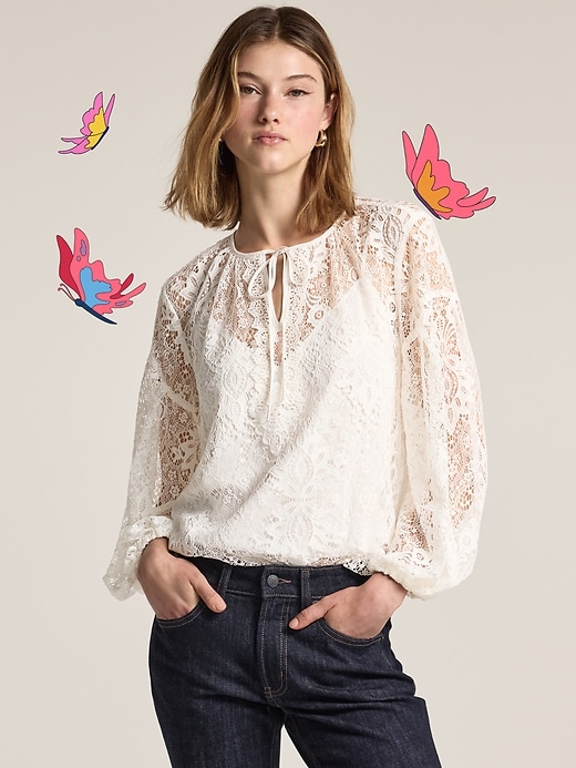 Image number 1 showing, Old Navy x Anna Sui Lace Applique Top