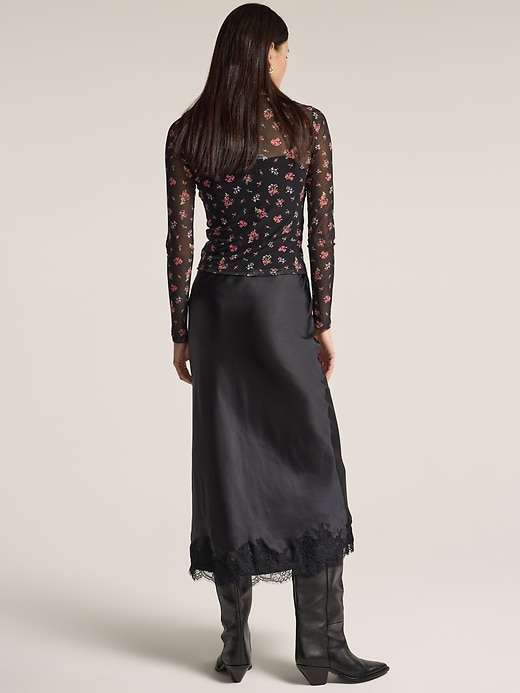 Image number 2 showing, Old Navy x Anna Sui Satin Lace Hem Midi Skirt