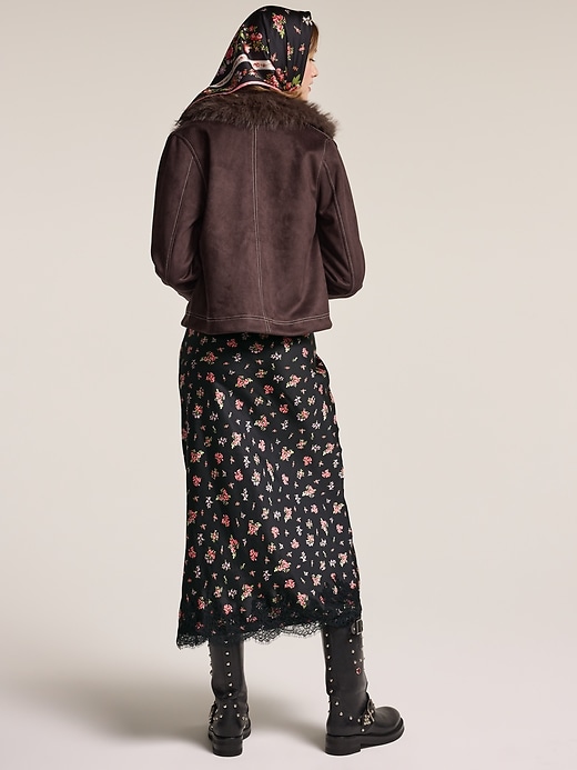 Image number 2 showing, Old Navy x Anna Sui Satin Lace Hem Midi Skirt