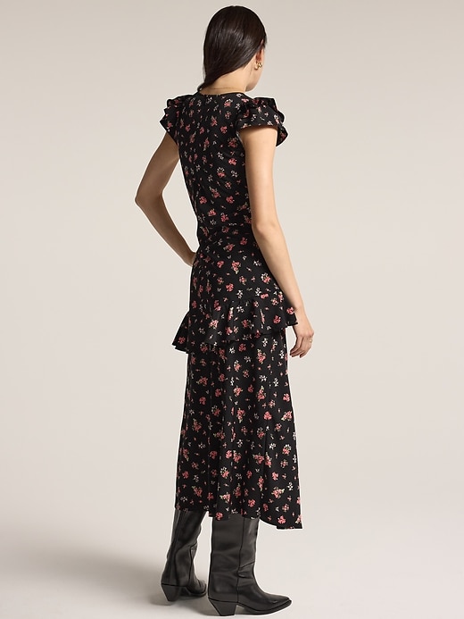 Image number 2 showing, Old Navy x Anna Sui Crepe V-Neck Ruffle Maxi Dress