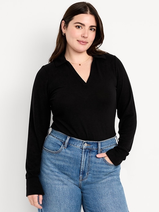 Image number 6 showing, Split-Neck Long-Sleeve Pullover Shirt