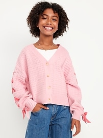 Image number 4 showing, SoSoft Bow-Tie Cardigan Sweater for Girls