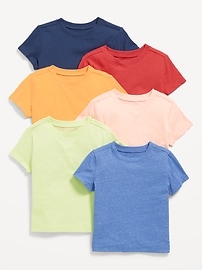 Image number 1 showing, Short-Sleeve Solid T-Shirt 6-Pack for Toddler Boys