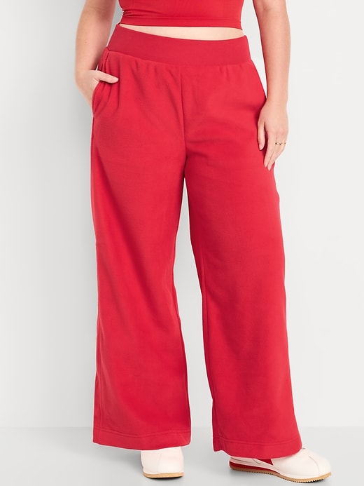 L'image numéro 4 présente Pantalon à jambe ultra-large à taille très haute en micromolleton