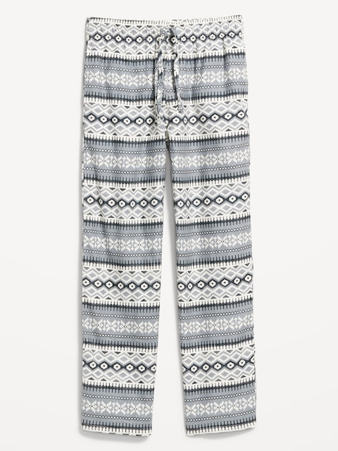 Printed Flannel Pajama Pants for Men - Gray Fair Isle