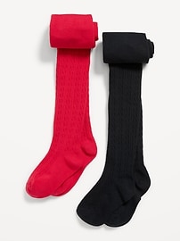 Image number 1 showing, Cable-Knit Tights 2-Pack for Toddler Girls