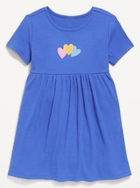 Image number 1 showing, Short-Sleeve Ribbed Graphic Dress for Toddler Girls