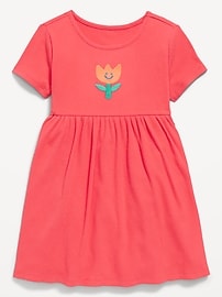 Image number 2 showing, Short-Sleeve Ribbed Graphic Dress for Toddler Girls