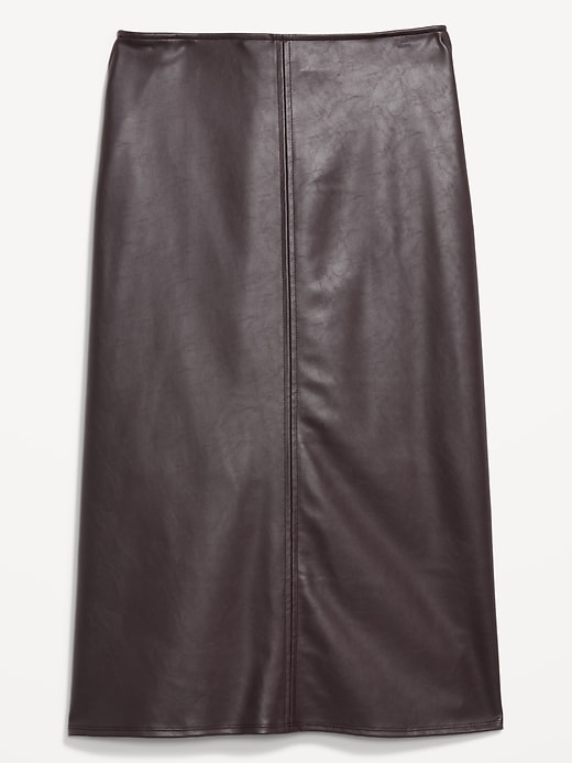 L'image numéro 1 présente Jupe mi-longue à taille haute en similicuir