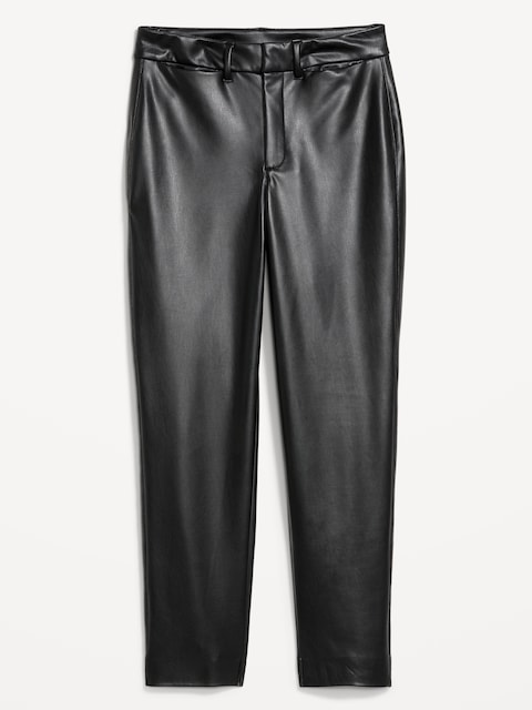 Pantalon Pixie droit à taille haute en similicuir
