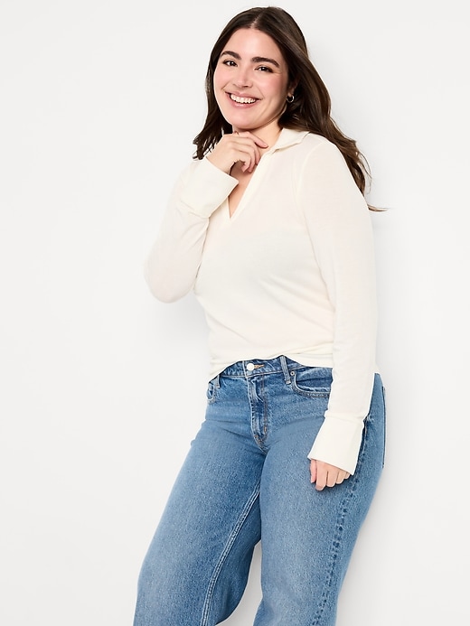 Image number 3 showing, Split-Neck Long-Sleeve Pullover Shirt