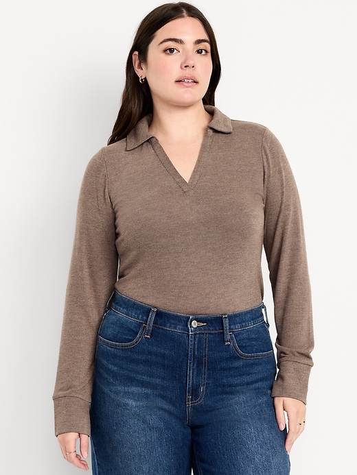 Image number 6 showing, Split-Neck Long-Sleeve Pullover Shirt
