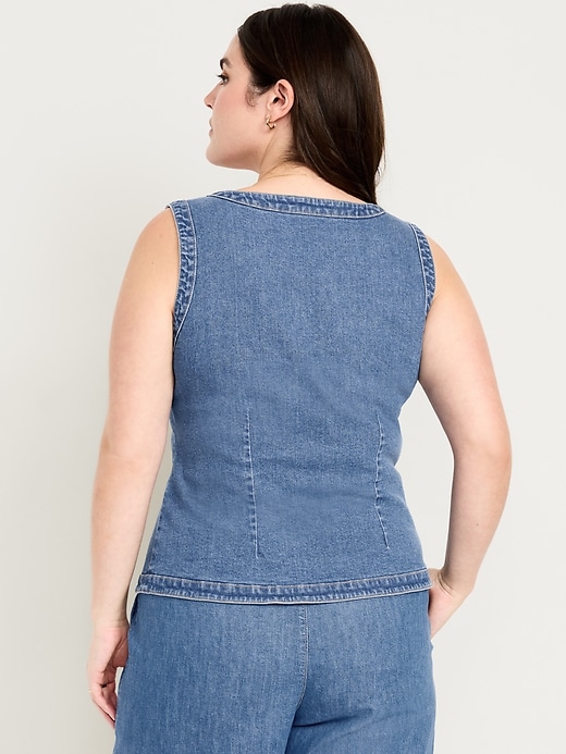Image number 6 showing, Sleeveless Longline Denim Vest