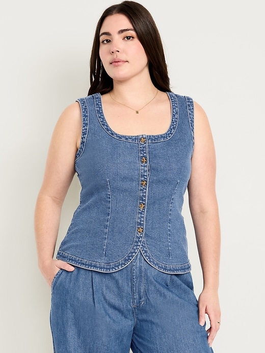 Image number 5 showing, Sleeveless Longline Denim Vest