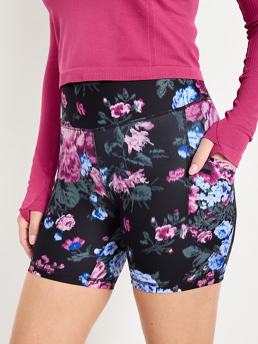 Image number 3 showing, High-Waisted PowerSoft Pocket Biker Shorts -- 6-inch inseam