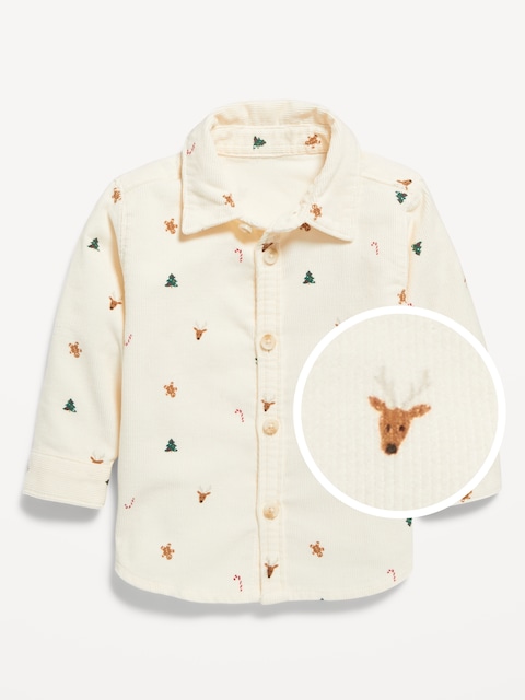 Chemise en velours côtelé à manches longues à motif pour bébé