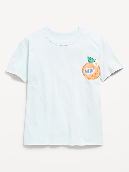 L'image numéro 1 présente T-shirt surdimensionné à manches courtes et à imprimé pour fille