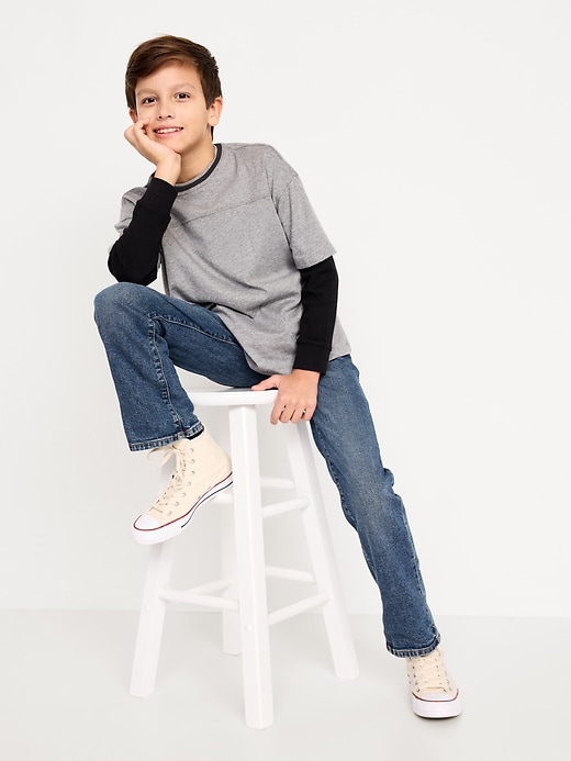 L'image numéro 2 présente Jean droit à extensibilité intégrée pour Garçon