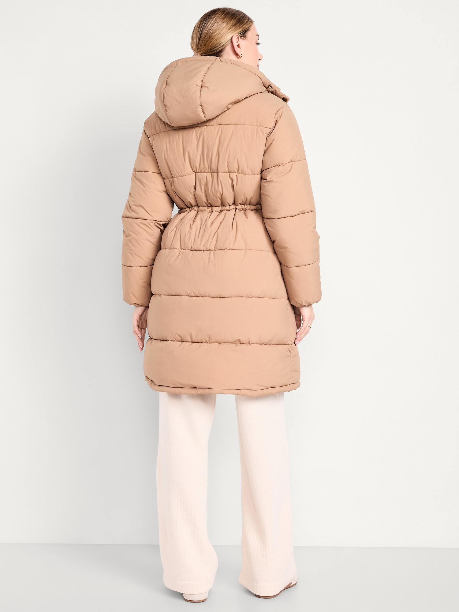 Water-Resistant Quilted Long Puffer Jacket
