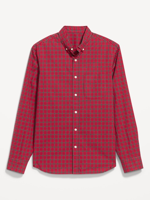 Classic Fit Everyday Plaid Poplin Shirt - Roma Red
