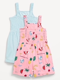L'image numéro 3 présente Ensemble combinaison-short smockée sans manches à taille définie pour fille (paquet de 2)