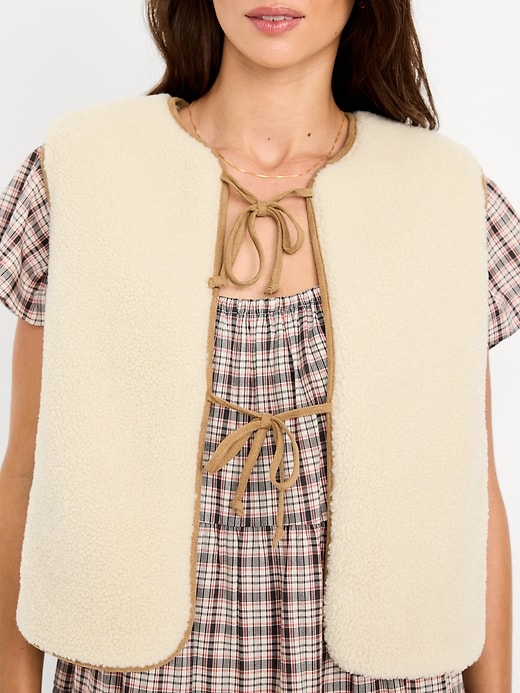 Image number 4 showing, Tie-Front Sherpa Vest