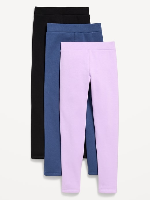 L'image numéro 1 présente Legging long en molleton à taille haute pour fille (paquet de 3)