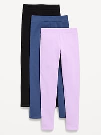 L'image numéro 1 présente Legging long en molleton à taille haute pour fille (paquet de 3)