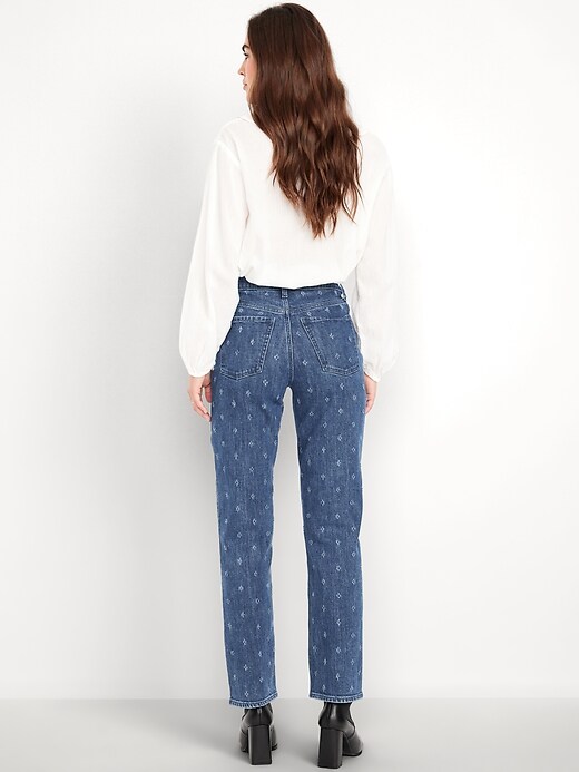 Image number 3 showing, Extra High-Waisted Textured Straight Jeans