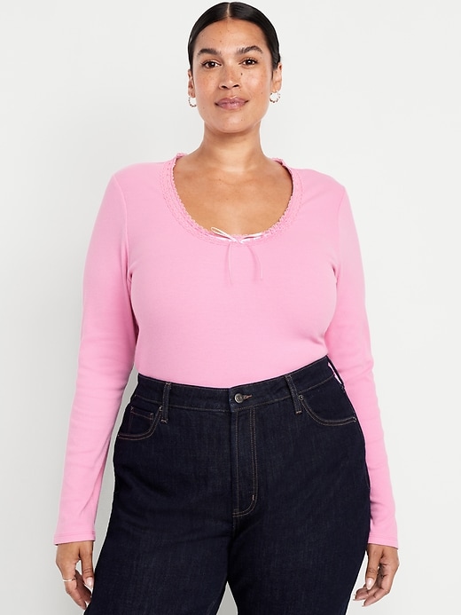 Image number 7 showing, Scoop-Neck Long-Sleeve Ribbed Top