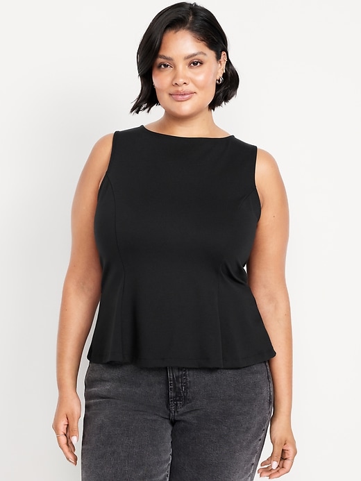 Image number 7 showing, Ponte-Knit Sleeveless Peplum Top