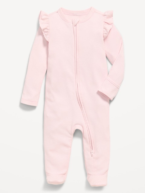 2-Way-Zip Sleep & Play Ribbed Footed One-Piece for Baby