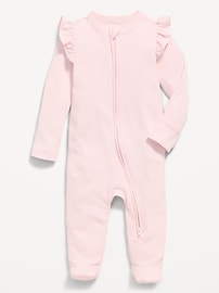Image number 1 showing, 2-Way-Zip Sleep & Play Ribbed Footed One-Piece for Baby