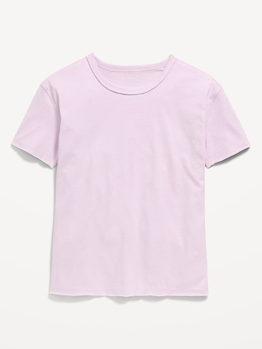 Image number 1 showing, Oversized Short-Sleeve Raw-Edge T-Shirt for Girls